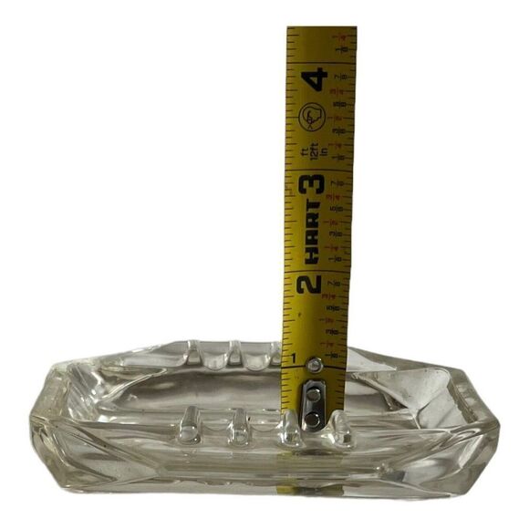 Glass Ashtray for Cigarette Cigar Clear Vintage Hexagon Barware MCM Retro - Picture 4 of 4